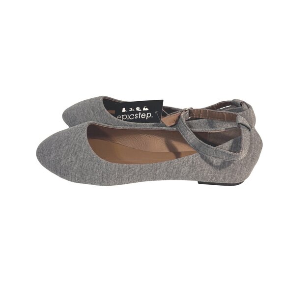 Epicstep Ballet Flats With Ankle Strap Women's 9 Grey Soft Fabric Balletcore - Picture 3 of 8